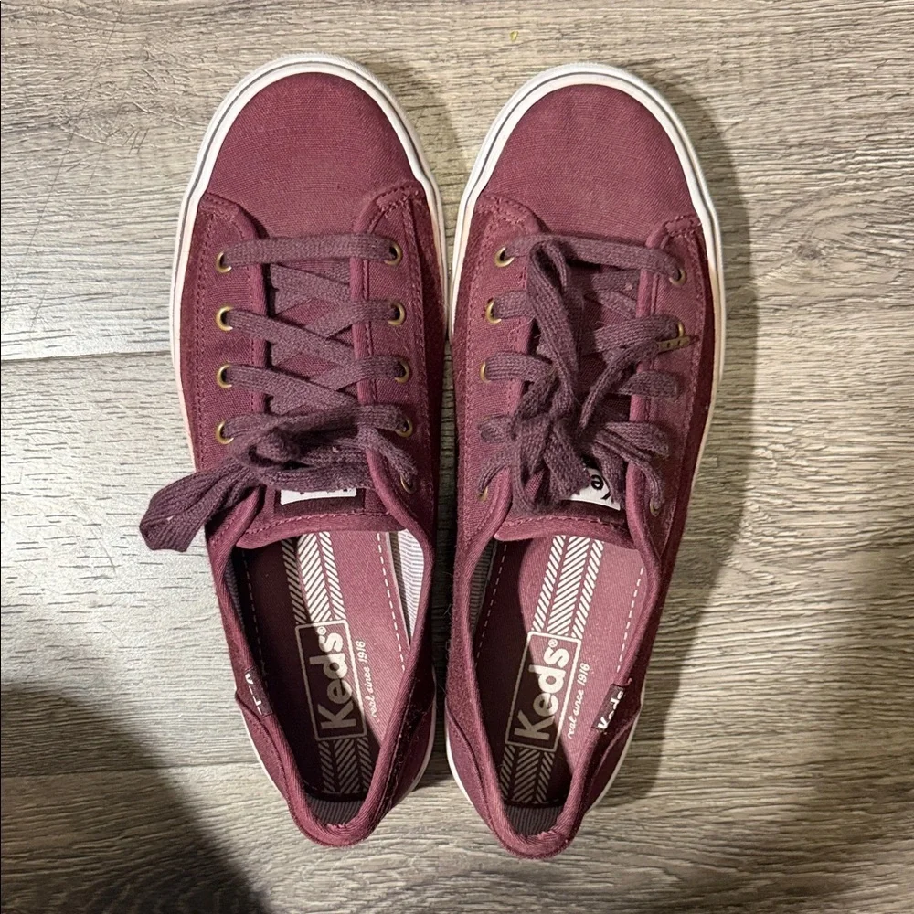 Keds Women's Maroon Canvas Sneakers - Picture 2 of 10